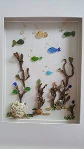 Sea Glass Art Framed Sea Glass Bathroom Wall Decor Costal Decor Nautical Wall Art Sea Glass Beach Art Sea Glass Wall Decor Sea Glass Art Diy Sea Glass Crafts Glass Crafts