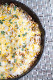 Easy Skillet Beef Tex Mex Casserole Recipe Cast Iron Skillet Recipes Iron Skillet Recipes Cast Iron Recipes