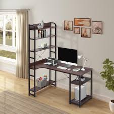 Merax Brown Home Office Computer Desk With Open Bookshelf Home Home Office Computer Desk Walnut Computer Desk