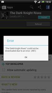 На экране постоянно возникали сообщения о сбоях в приложениях. Error 481 Google Play Error 481 Android Fix