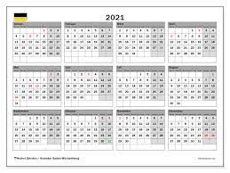 Kalender sind sonst leer und für den einfachen druck ausgelegt. Kalender Baden Wurttemberg 2021 Zum Ausdrucken Michel Zbinden De