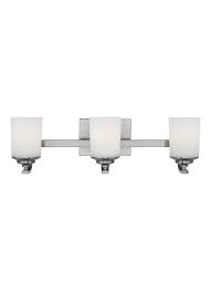 James allan vermillion 4 light 29 wide led bathroom vanity light with outer clear glass and heavy sand blast inner glass. Generation Lighting 4430703 962 Brushed Nickel Kemal 3 Light 24 Wide Bathroom Vanity Light Lightingdirect Com