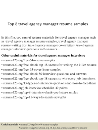 top 8 travel agency manager resume samples