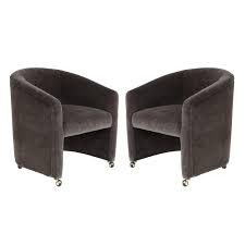 Pair Of 1970s Barrel Back Chairs On Casters Antique Dining Room Chairs Caster Chairs Modern Swivel Chair