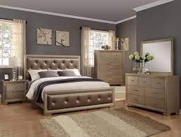 5 Pc Fontaine Antique Champagne Finish Wood Tufted Bonded Leather Queen Bedroom Set King Bedroom Sets Bedroom Sets Queen Bedroom Furniture Sets