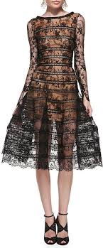 4 490 Oscar De La Renta Long Sleeve Lace Overlay Midi Dress Long Sleeve Lace Midi Dress Cocktail Dresses With Sleeves Long Sleeve Cocktail Dress