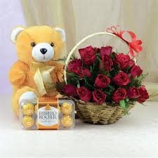 If you have any questions regarding how to create your teddy bear. Delightful Romantic Hamper Flower Teddy Bear Hampers