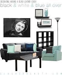 An excellent example of how a duck egg blue can create such a modern and. Decorating Around A Black Leather Couch Slashed Beauty