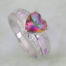 Aliexpress Com Buy Graceful Engagement Fashion Rings For Women Hot Pink Rainbow Mystic Topaz Sterling Silver Jewelry Rings Simple Silver Jewelry Mystic Topaz