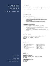 Two Tone Blue And White Corporate Resume Online Resume Resume Template Resume Design Template