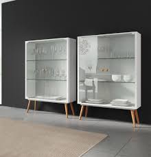 Ideaz International Modern Lina Cabinet With Glass Doors White Satin 23105 Glass Cabinet Doors Modern China Cabinet Minimal Modern Furniture