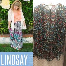 Nwt Lularoe Lindsay Kimono Sheer Black W Pattern