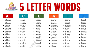 Being a vowel, it has a special significance as over 80% of businesses around the world have been successful when their brand names end with. 5 Letter Words List Of 2400 Words That Have 5 Letters In English Esl Forums