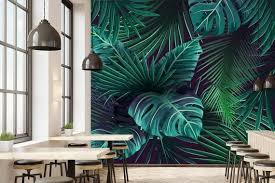 Tropic Leaves Monstera Mural Print Painting Home Decor Removable Peel And Stick Wallpaper Wall Decor Sticker Floral Clipart Boho In 2020 Wallpaper Walls Decor Leaf Wallpaper Floral Wall Decals