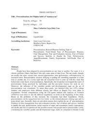 The questionnaire was invented by the statistical society of london in 1838. Thesis Abstract Title Procrastination The Filipino Habit Of