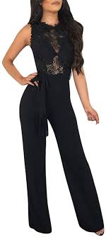 Wie auch beim kleid gilt: Amazon Com Women S Jumpsuits And Rompers Sexy Ladies Sleeveless Party Evening Lace Playsuit Bodycon High Waist Pants Clothing