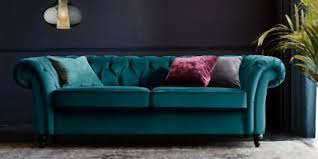 Buy Gosford Buttoned Large Sofa 3 Seats Elegant Velour Mid Silver Low Turned Light From Teal Couch Living Room Dining Room Chair Cushions Dark Living Rooms Modern uk sofa in blue teal velvet and golden details, chesterfield sofa.