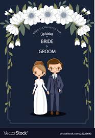 Cute Cartoon Couple For Wedding Invitations Card Vector Image On Vectorstock In 2020 Cartoon Wedding Invitations Bride Cartoon Wedding Card Design