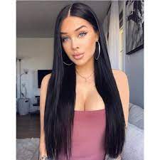 Straight hair is a hairstyle that simply grows straight without curving. Amazon Com Stamped Glorious Long Black Wig Straight Black Wigs For Women Synthetic Middle Part Hairline Natural Looking Daily Party Wear Full Wig 26 Inches Daily Party Use Black Beauty