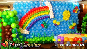 Balloon decoration is one of the upper class services offered, unique styles of designs are made in virtue of the trained cabinet. Expert Organisers Chandigarh Hotel Western Court Rainbow Theme Birthday Balloon Decoration Youtube