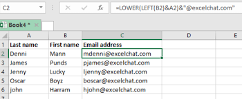 Excel Formula Create Email Address From Name Excelchat