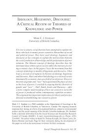 Pdf Ideology Hegemony Discourse A Critical Review Of Theories Of Knowledge And Power
