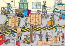 Health And Safety Cartoon Spot The Hazards In A Warehouse Warehouse Hazard Safety Cartoon Safety Pictures Workplace Safety