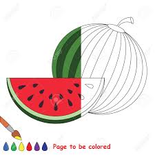 Curiosidades sobre melancia para colorir. Melancia E Fatia Para Colorir O Livro Para Colorir Para Educar Criancas Pre Escolares Com Jogos Didaticos Educacionais Simples E Educacao Primaria De Nivel De Jogo Simples A Metade Incolor Fotos Retratos Imagenes