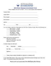 Sponsorship Commitment Form Milwaukee Riverkeeper Here, a commitment by local authorities is fundamentally important. sponsorship commitment form milwaukee