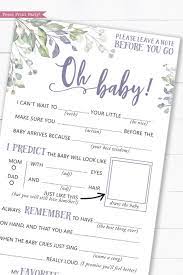 Oh baby wood sign, oh boy wood baby shower sign, oh baby shower, photo booth, baby shower decor, baby shower backdrop ships in 24 hours completelycraftit 4.5 out of 5 stars (7,848) Baby Shower Mad Libs Advice Card Greenery Purple Press Print Party