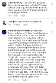 Dicipta dan penulisan lirik dari audi mok, shazee ishak dan ayda jebat. Lagu Ayda Jebat Tak Terpilih Peminat Rasa Kecewa Prebiu Com