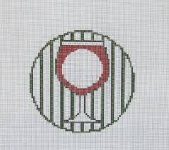 Details About Handpainted Needlepoint Canvas Wine Monogram Round Rachel Donley Rd 120