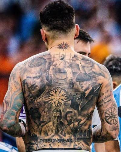 🚨 Nicolás Otamendi has the GREATEST SET of TATTOOS OUT THERE! 🤯🔥😍⬇️ His Tattoo collection includes.. 🚬 Thomas Shelby from Peaky Blinders 🐐 🧪 Walter White from Breaking Bad 🐐 🧱 Michael