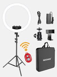 Amazon Com Neewer Ring Light Kit Upgraded Version 1 8cm Ultra Slim 18 Inches 3200 5600k Dimmable Led Ring Light With Light Stand Rotatable Phone Holder Hot Shoe Adapter For Portrait Makeup Video Shooting