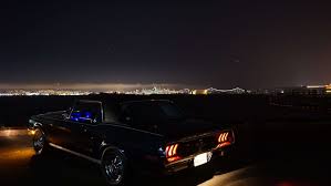 Automobile Automotive Car Chrome City Dark Evening Lights Metallic Mustang Night Night Sky Rims Road Sce Muscle Cars Mustang Classic Cars Muscle