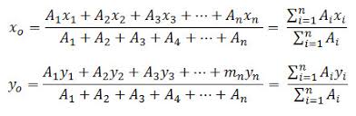 Dengan demikian koordinat titik berat bidang yang diarsir adalah (7/3 , 4). Rumus Titik Berat Benda Berdimensi 2