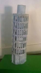 Leaning Tower Of Pisa Built With Styrofoam And Paper Mache Pisa Tower Diy Crafts For School Paper Mache Crafts