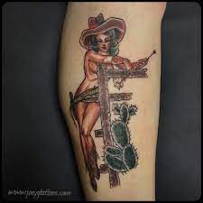 As we know that pin up tattoos came from people who travel see ways 5. Traditional Cowgirl Tattoo Traditional Pinup Tattoo Cowgirl Tattoos Tattoos Horse Tattoo