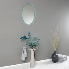Tempered glass top, glass, mdf Fresca Vetro Stainless Steel Single Sink Vanity With Clear Tempered Glass And Glass Top Common 24 In X 20 In In The Bathroom Vanities With Tops Department At Lowes Com