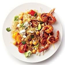 Quinoa Shrimp And Chickpeas Pack A Triple Punch Of Protein In The This Tasty Summer Dish Of Spicy G Cooking Recipes Spicy Grilled Shrimp Fresh Tomato Recipes