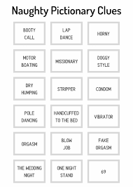 Hilariously Dirty Pictionary Words Free Printable