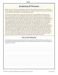 Analyzing O Pioneers 8th Grade Reading Comprehension Worksheets 8th Grade Reading Reading Comprehension Reading Comprehension Worksheets