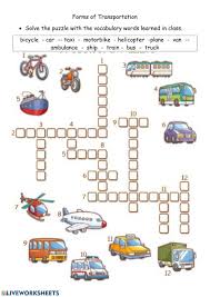Forms Of Transportation Interactive Worksheet In 2020 Transportation Worksheet Transportation Preschool English Worksheets For Kids