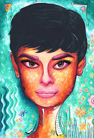 Audrey Hepburn Colorful PoP Art Style Original Painting #1 Sticker