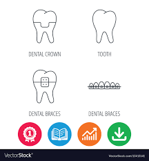 dental crown braces and tooth icons