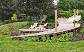 Creer Une Terrasse En Bois Sur Un Terrain En Pente En 2020 Terrasse Bois Jardin En Pente Amenager Terrain En Pente