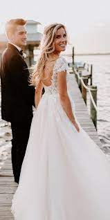 18 Hawaiian Wedding Dresses For Your Love Story Wedding Dresses Guide Wedding Dress Low Back Short Sleeve Wedding Dress Wedding Dress Cap Sleeves