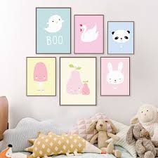 Modern Animals Panda Posters Kawaii Nordic Baby Kids Room Decor Wall Art Canvas Nursery Framed Wall Art Kid Room Decor Kawaii Room