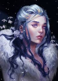 Artstation Winter Grace Zhu Fantasy Girl Elf Art Anime Blue Hair