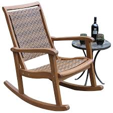 Outdoor Interiors Resin Wicker And Eucalyptus Rocker Chair Rocker Chairs Outdoor Wicker Chairs Rocking Chair Cushions